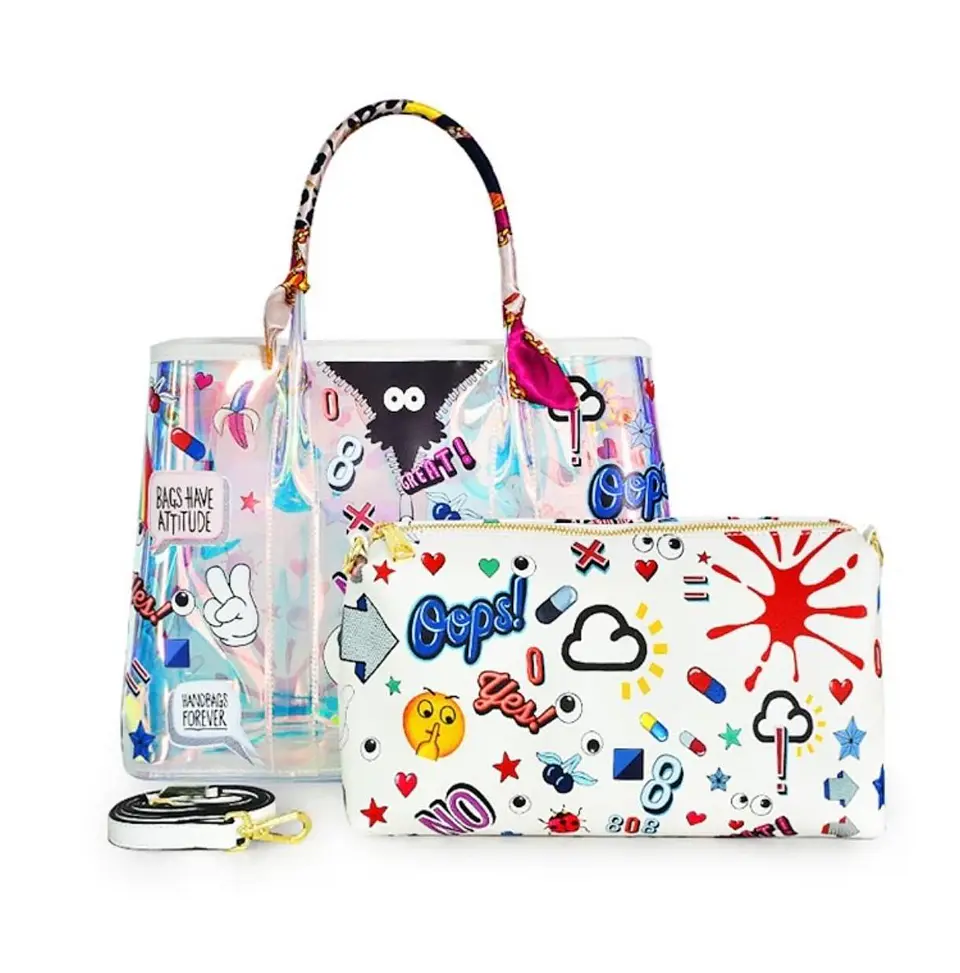 Cartera tote holográfica Pop Art Eye Theme (incluye bolsito interno ) 2