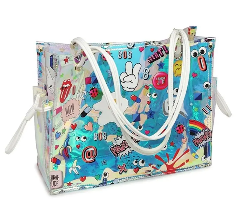 Cartera Tote Holográfica Eye Theme Grafiti (incluye bolso interno) 2