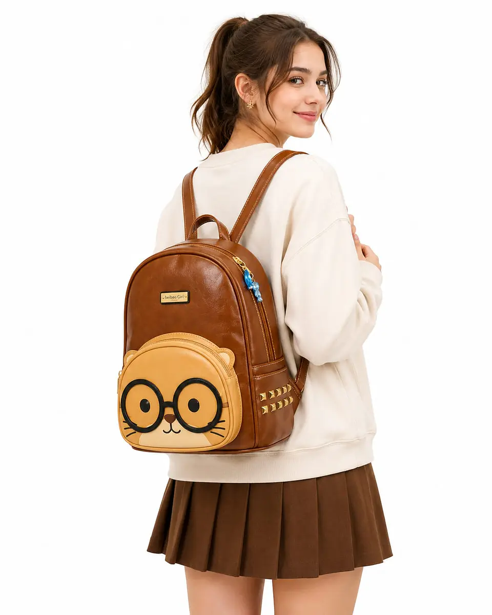 Mochila Cute Glasses Brown 3