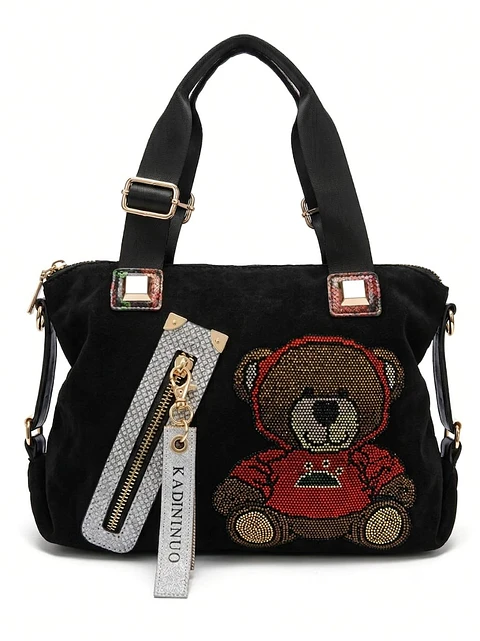 Cartera de Terciopelo osito Brillante