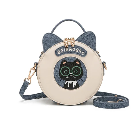 Cartera Cruzada redonda Cat Eyes Diseño Kawaii con orejas de gato