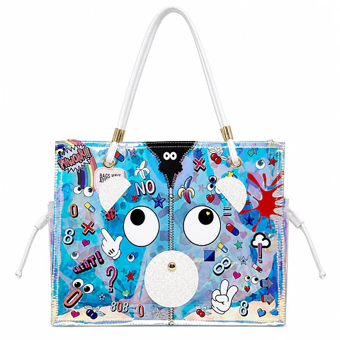 Cartera Tote Holográfica Eye Theme Grafiti (incluye bolso interno)