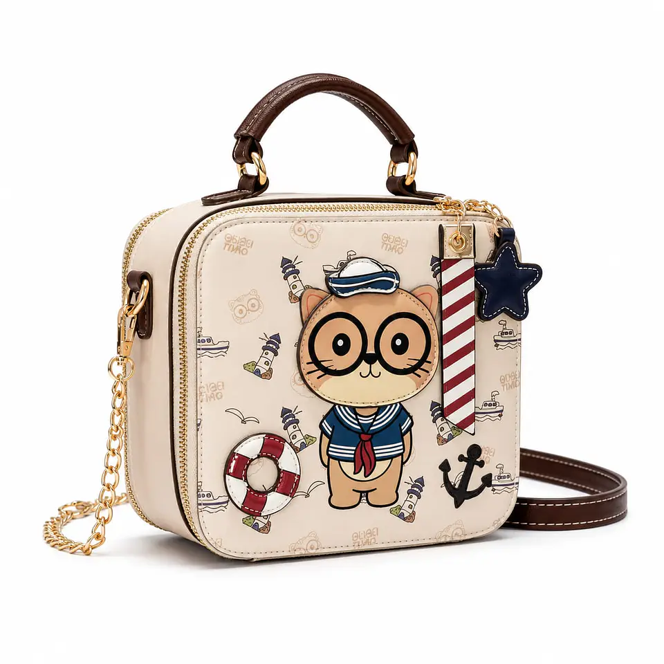 Cartera Crossbody Gatito Marinero Premium - Bolso de mano y Bandolera 1
