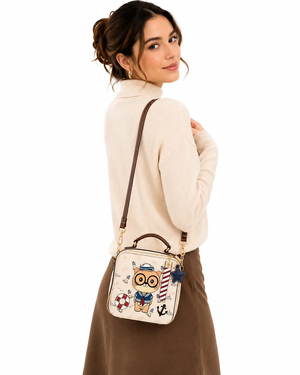 Cartera Crossbody Gatito Marinero Premium - Bolso de mano y Bandolera 2