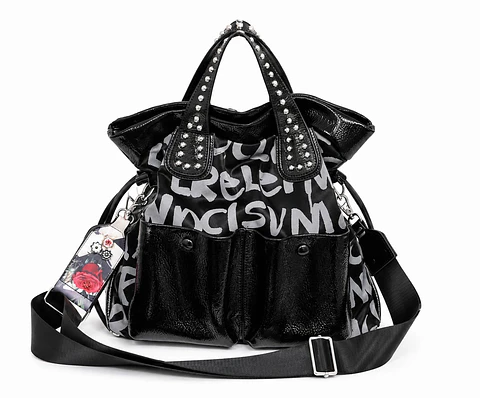 Cartera Kaishilan Urban Premium-Diseño Graffiti Negro