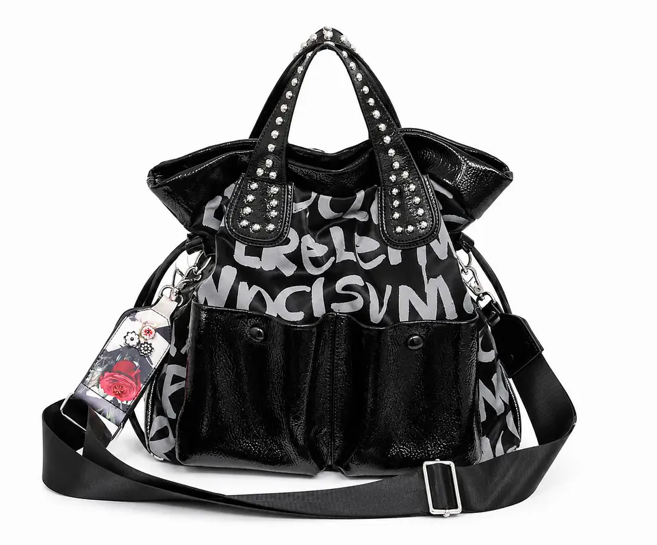 Cartera Kaishilan Urban Premium-Diseño Graffiti Negro 1