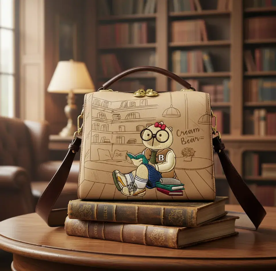 Cartera Cream Bear - Edicion Biblioteca 3
