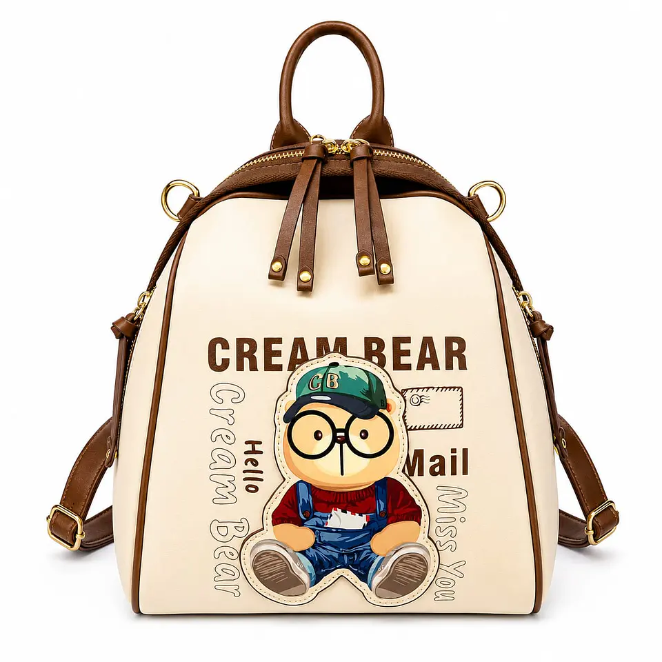Mochila Cream Bear Mail Urbana beige Premium 1