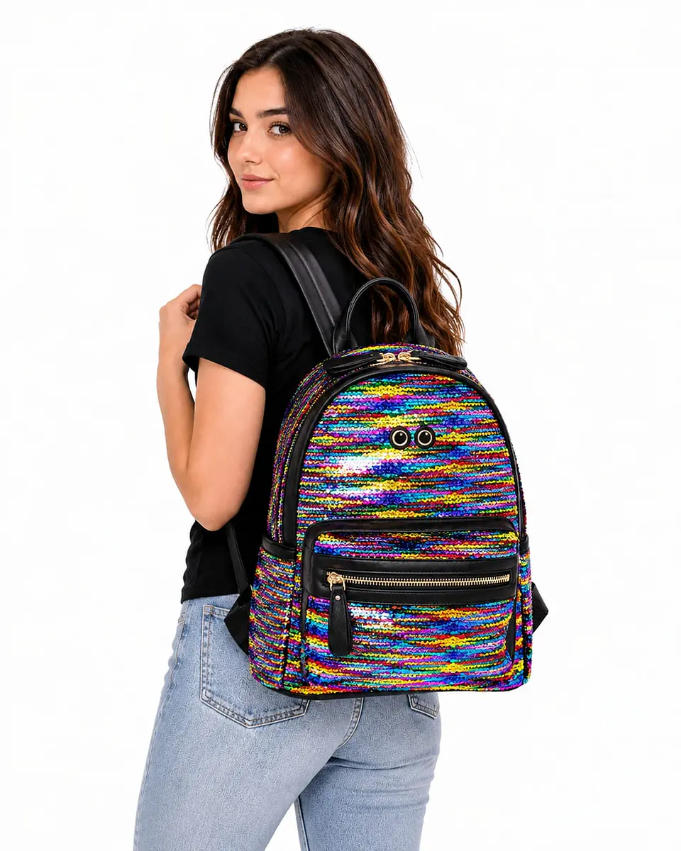 Mochila Eye Theme original Lentejuelas multicolor Premium 3
