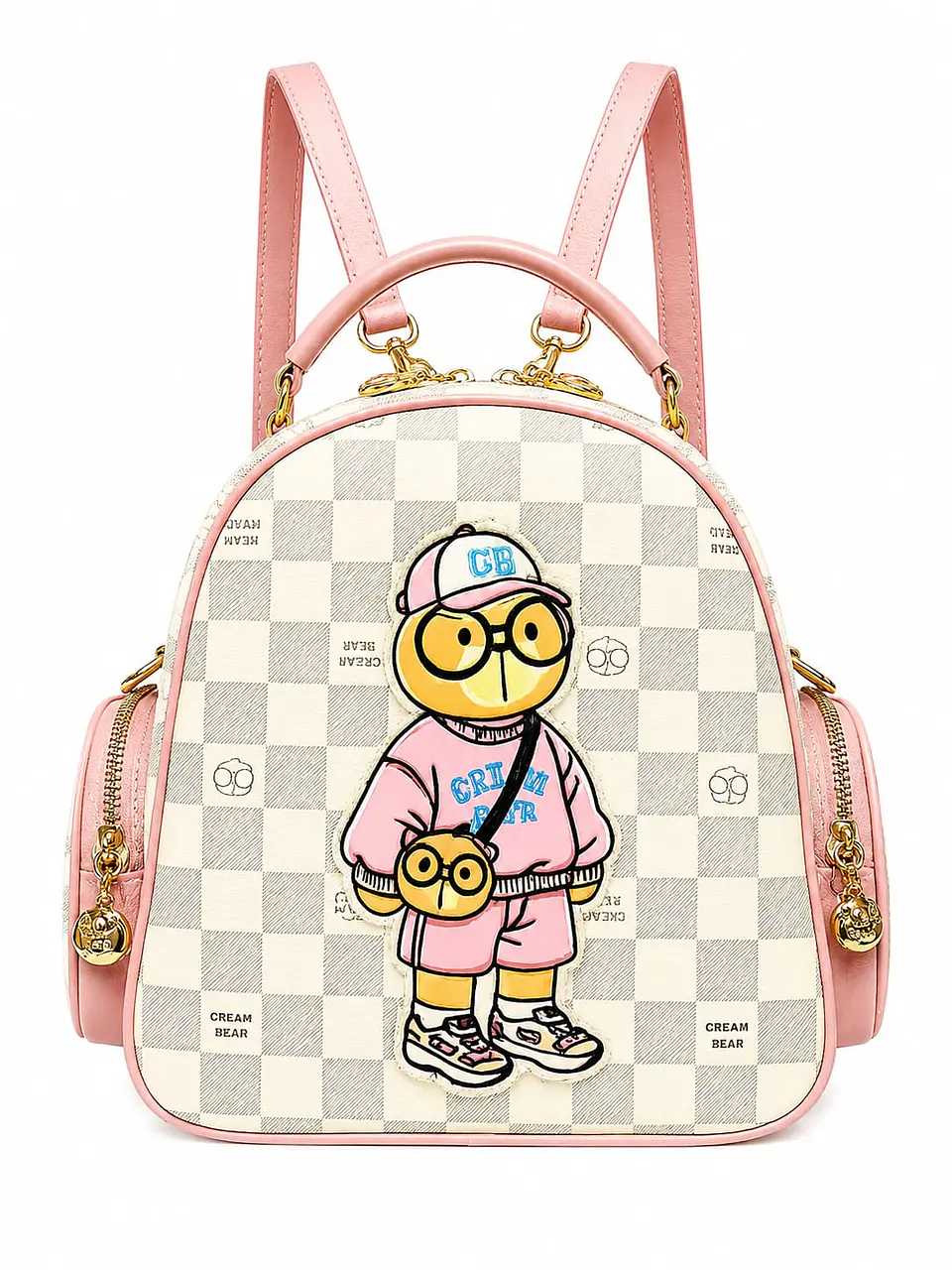 Mochila Bolso Cream Bear rosa cuadrille - diseño urbano 1