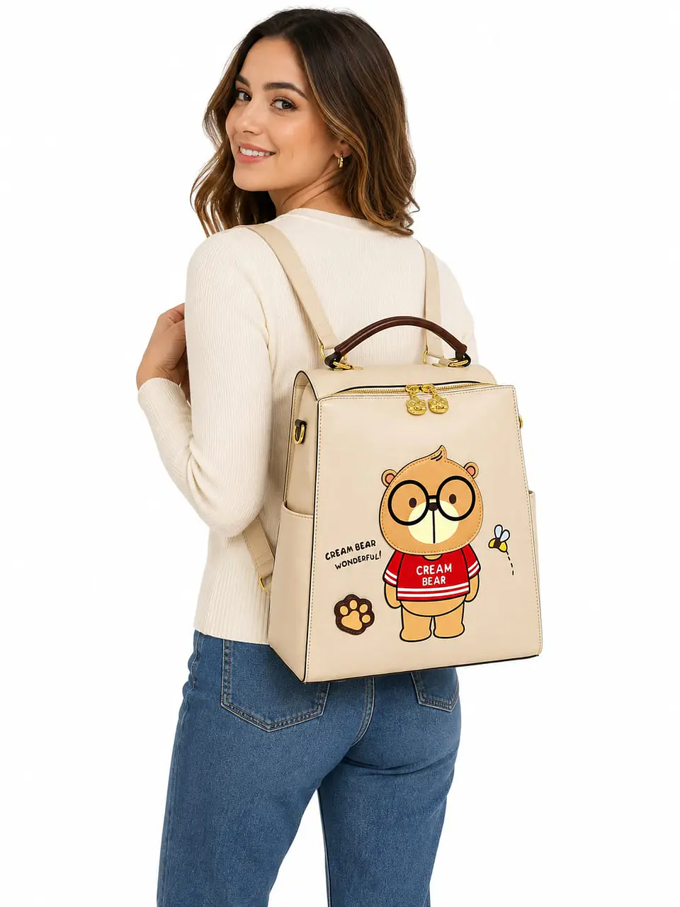Mochila Cream Bear Wonderful  2