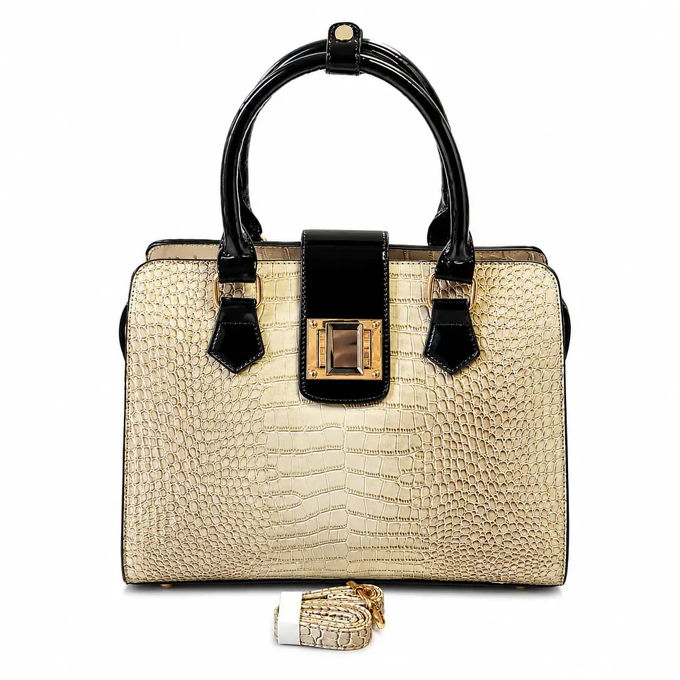 Cartera Elegance Croco Bicolor - Mano - hombro 1