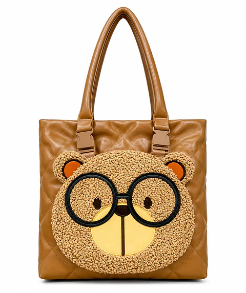 Cartera tote Oso teddy acolchada -Diseño casual moderno