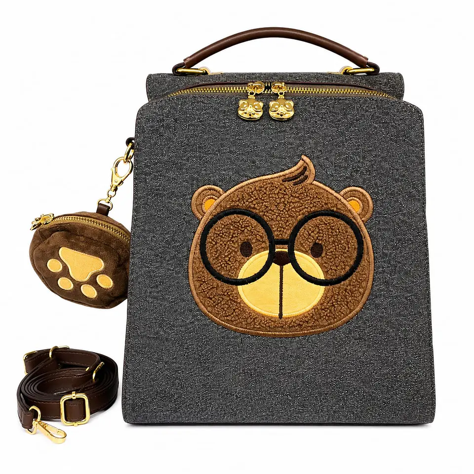 Mochila Cream bear con accesorio modelo exclusivo 1