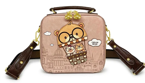 Cartera Bandolera Cream Bear Edición Viaje en Globo – Rosa Pastel
