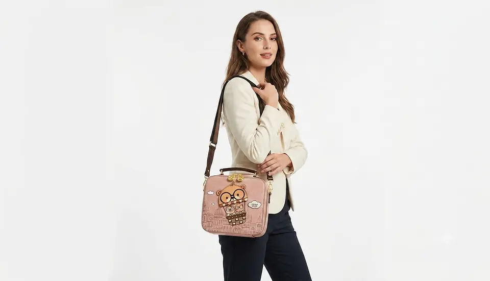 Cartera Bandolera Cream Bear Edición Viaje en Globo – Rosa Pastel 2