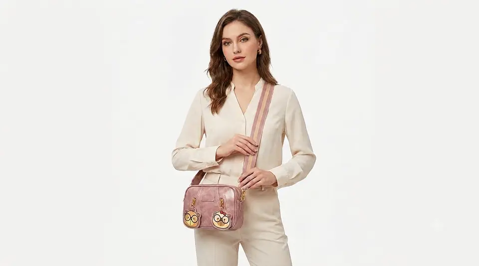 Bandolera Rosa Metalizado con Charms de Osito – Edición Especial 2