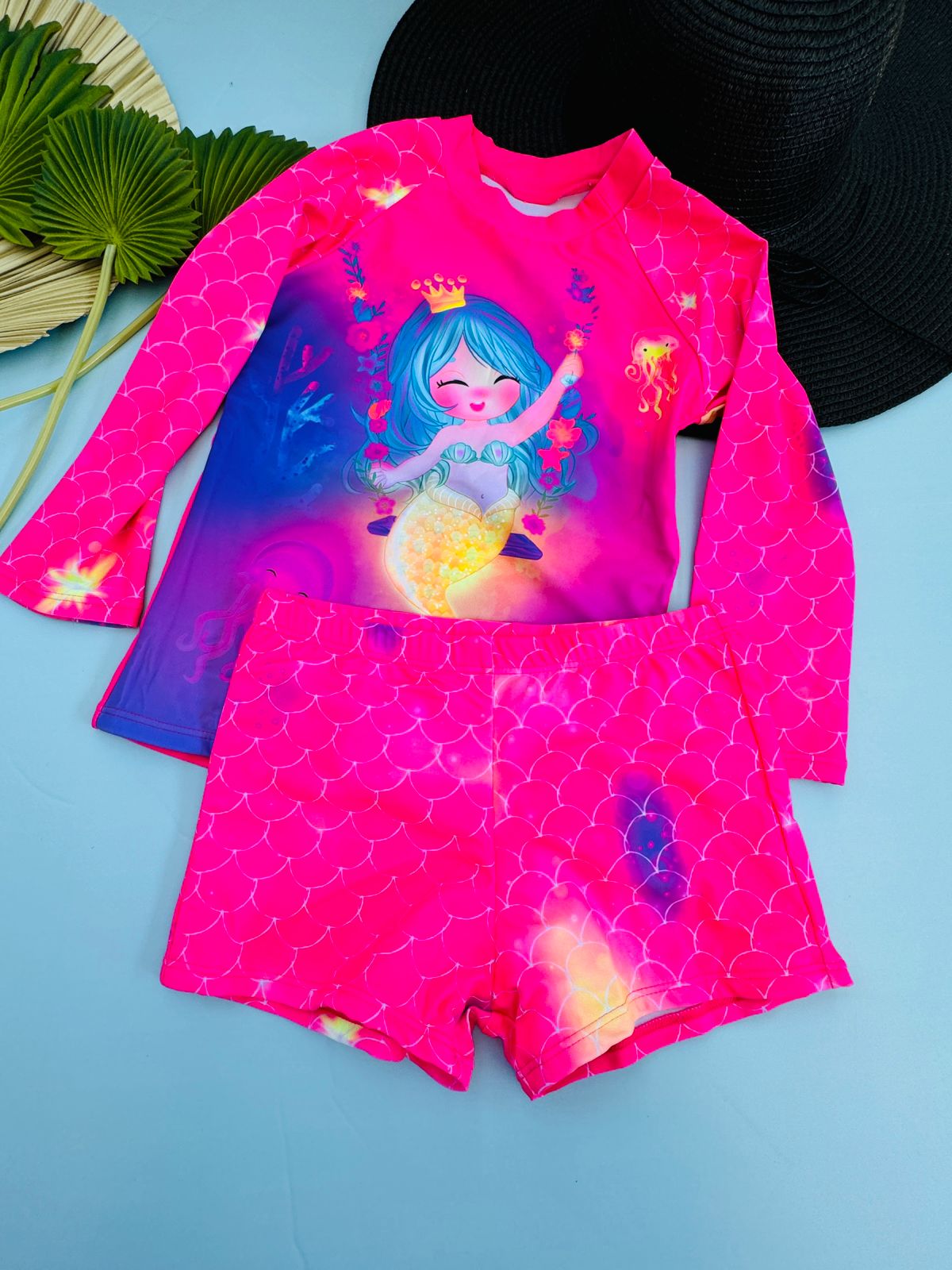 Traje de baño Sirenita Manga larga y short 2