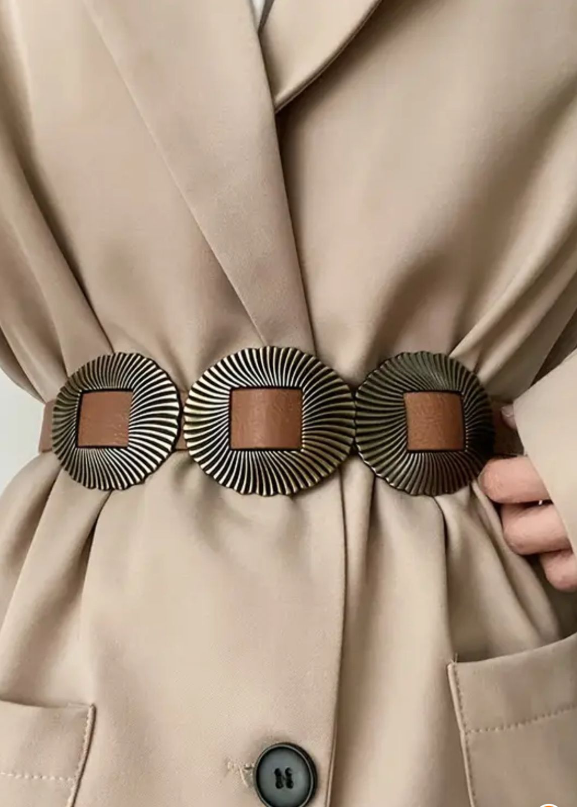 Cinturon hebillas ovaladas ajustables camel 2