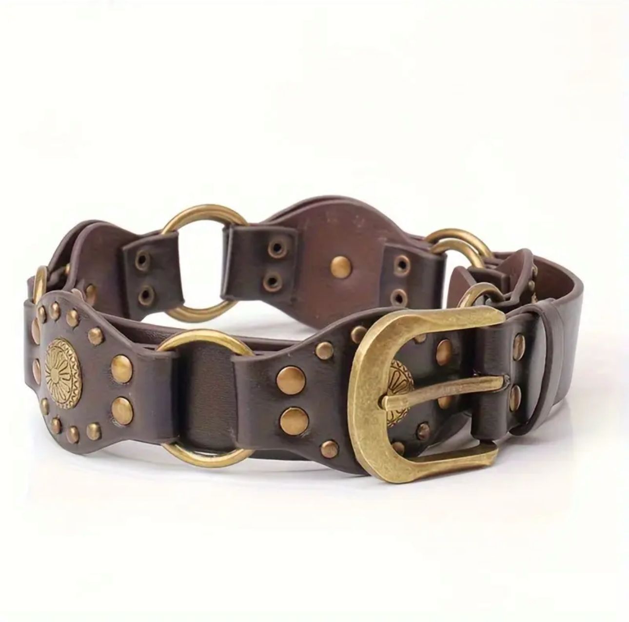 Cinturon boho anillos y mandalas cafe 5