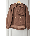 Chaqueta de gabardina corta chocolate 1