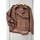 Chaqueta de gabardina corta chocolate 2