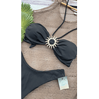 Conjunto bikini strapless sol dorado Negro bottom Ocean  2