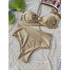 Conjunto strapless concha decorativa bottom ocean dorado 2