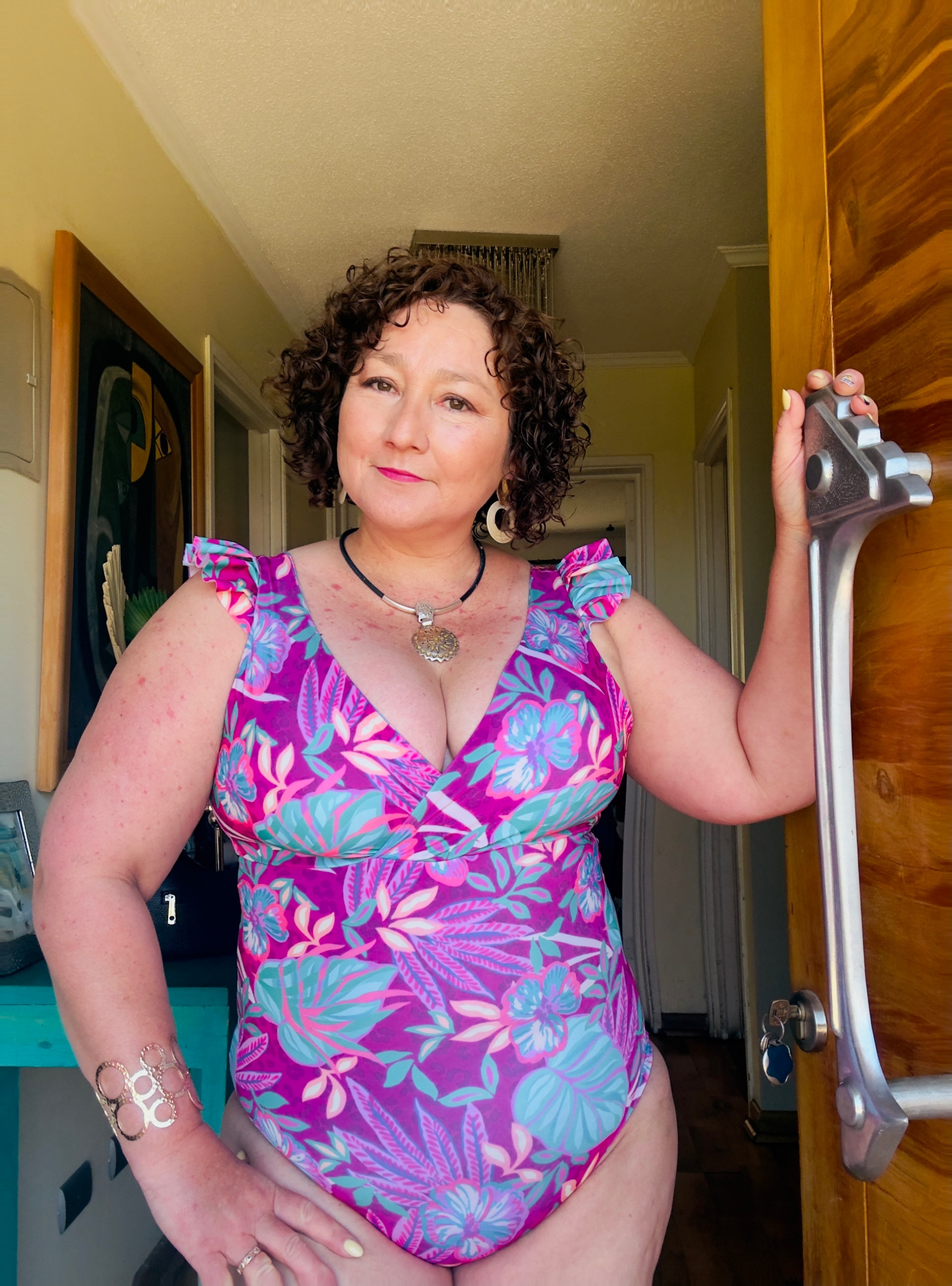 Traje de baño Margaret flores fucsias y calipso  1