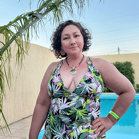 Traje de baño Amalfy hojas pistacho 