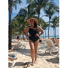 Traje de baño kaway asimétrico hebilla dorada negro 1