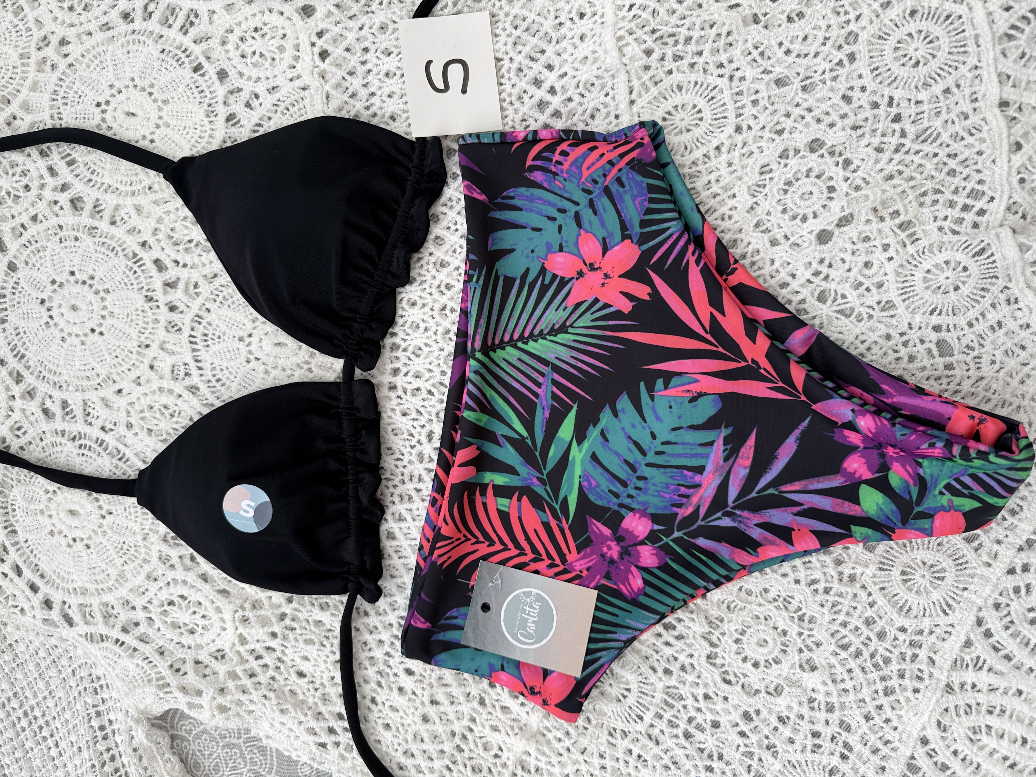 Conjunto Ibiza negro  bottom cristal S