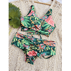 Conjunto Margaret tanga fitness tiro medio paraíso tropical  2