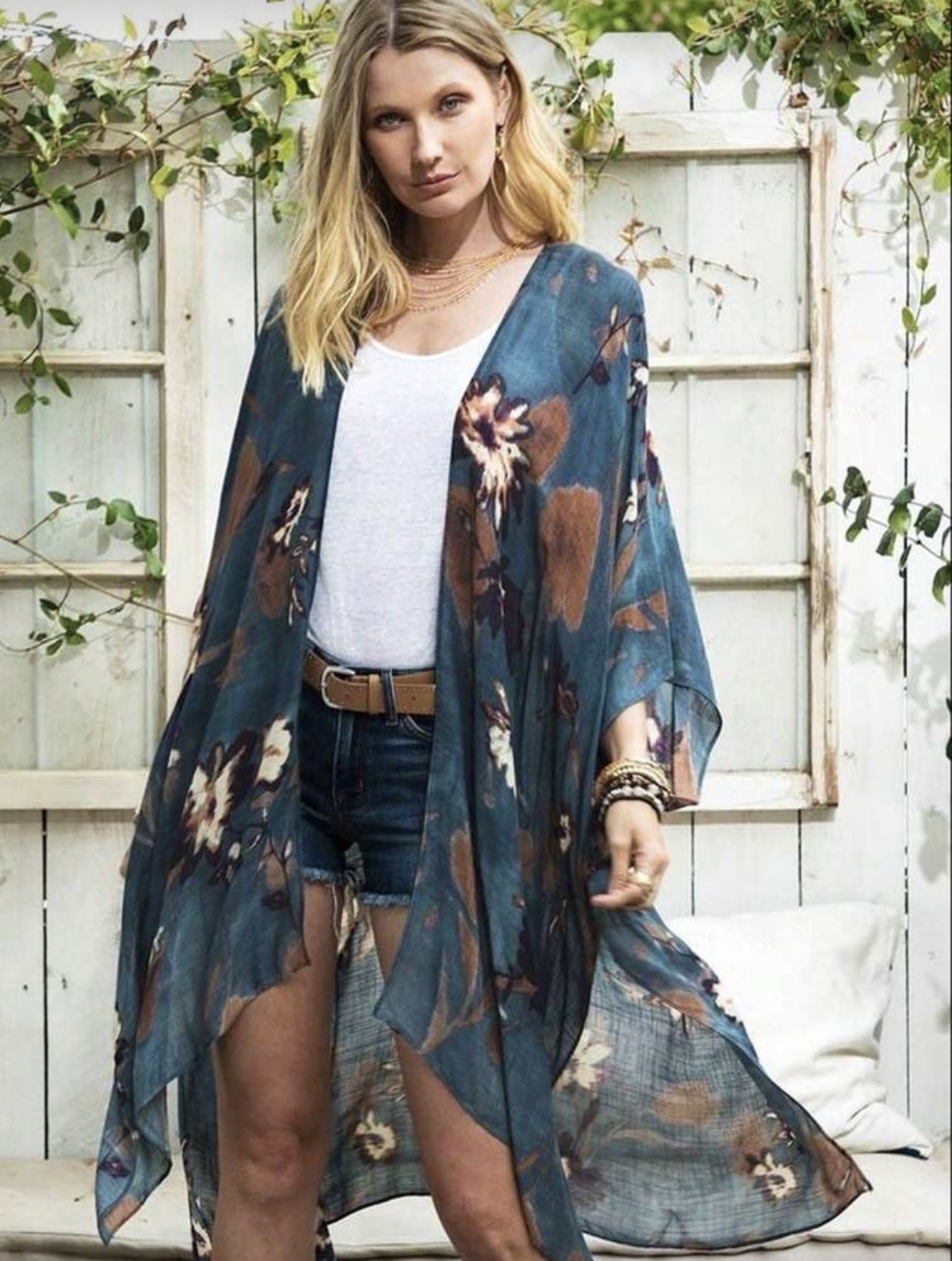 Kimono floral neblina azul  1