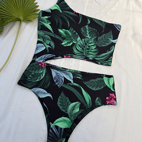 Trikini Buzios flores fondo negro