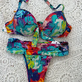 Conjunto bikini Brasil copas multicolor