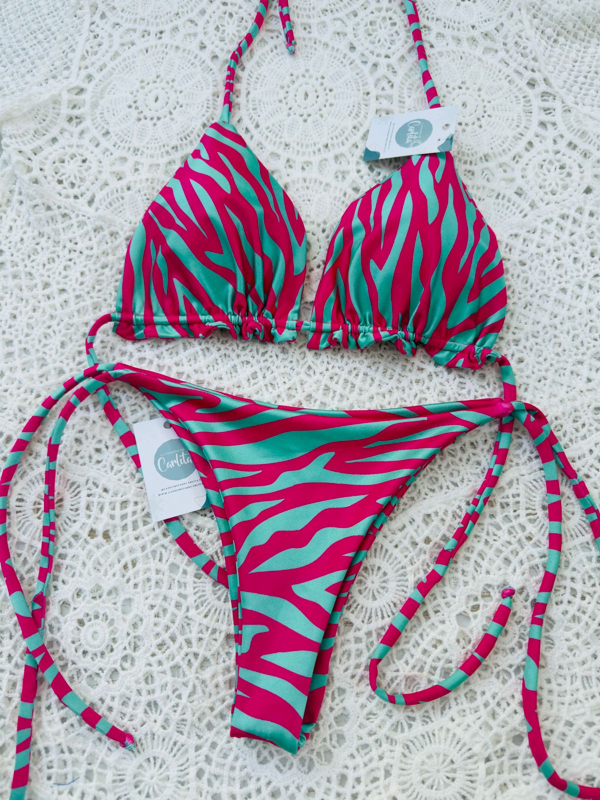 Conjunto ibiza culote de amarras cebra fucsia