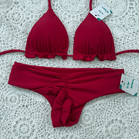 Conjunto ibiza tanga fitness Tiro normal rojo