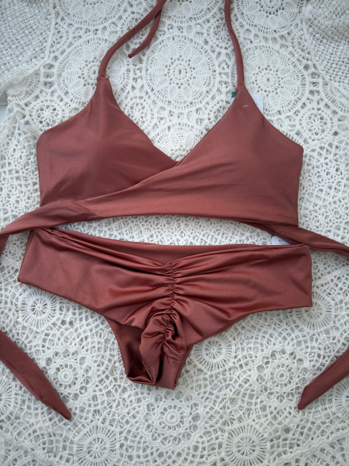 Conjunto gaviota tanga fitness cobre