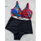 Conjunto Margaret multicolor culote alto negro 2