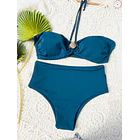 Conjunto strapless concha decorativa bottom ocean azul petroleo 2