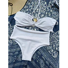 Conjunto strapless concha decorativa blanco 1