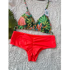 Conjunto Ibiza araiso troical tanga fitness TM naranjo neon 3