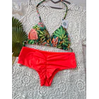 Conjunto Ibiza araiso troical tanga fitness TM naranjo neon 4