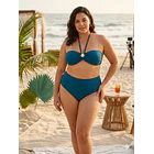 Conjunto strapless concha decorativa bottom ocean azul petroleo 1