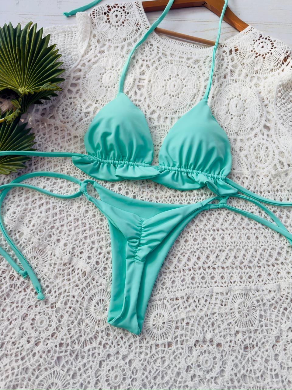 Conjunto ibiza, tanga brasilera de amarres aguamarina 2