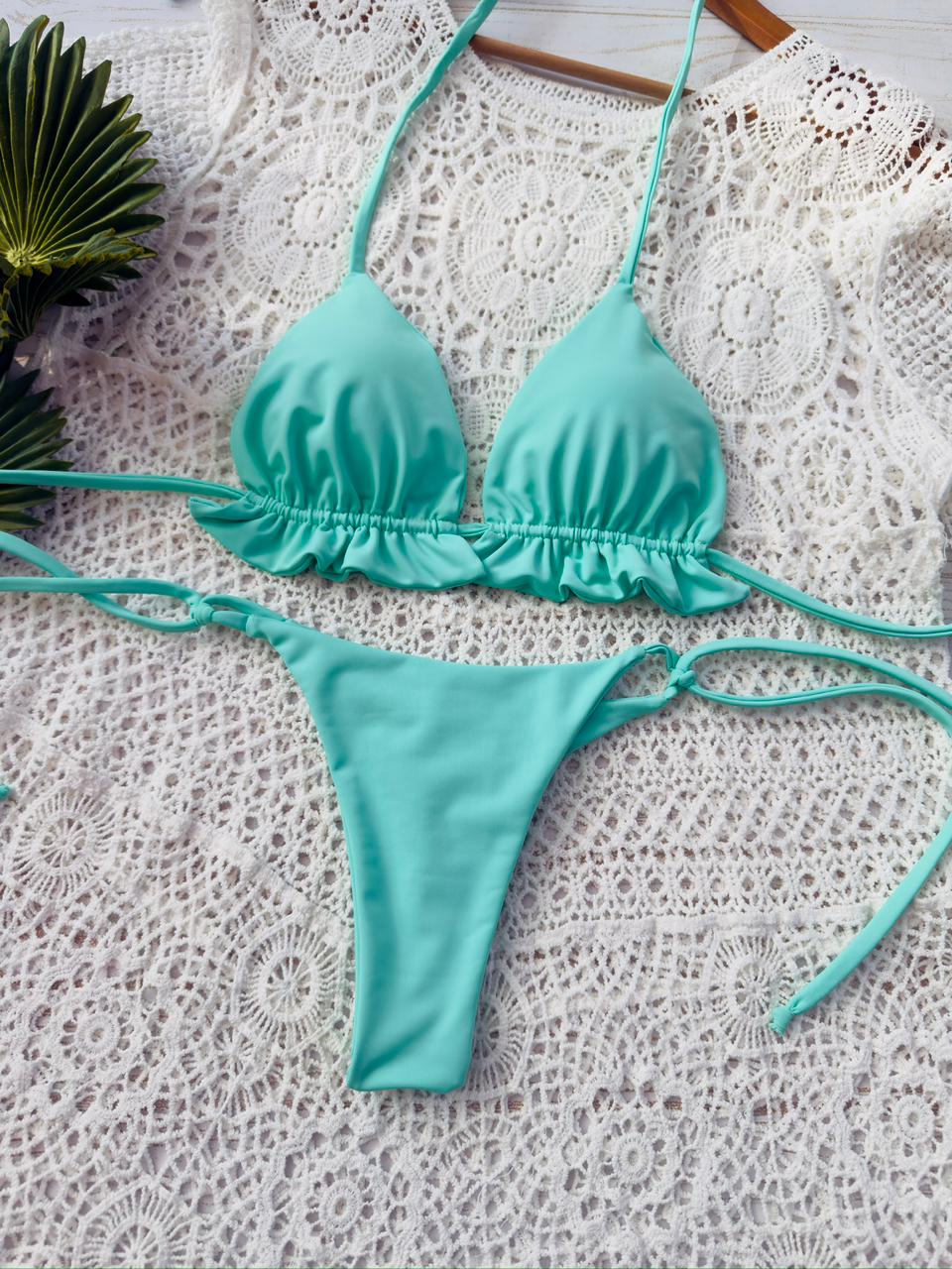 Conjunto ibiza, tanga brasilera de amarres aguamarina 3