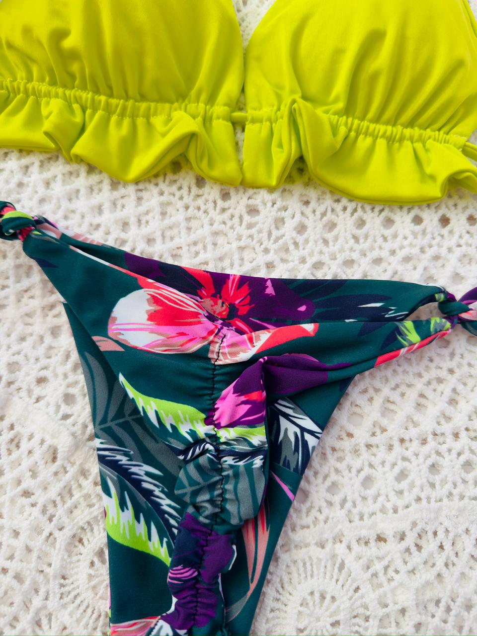 Conjunto ibiza aguacate, tanga brasilera amarres floral 3