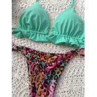 Conjunto ibiza aguamarina, tanga brasilera amarres animal wild 3