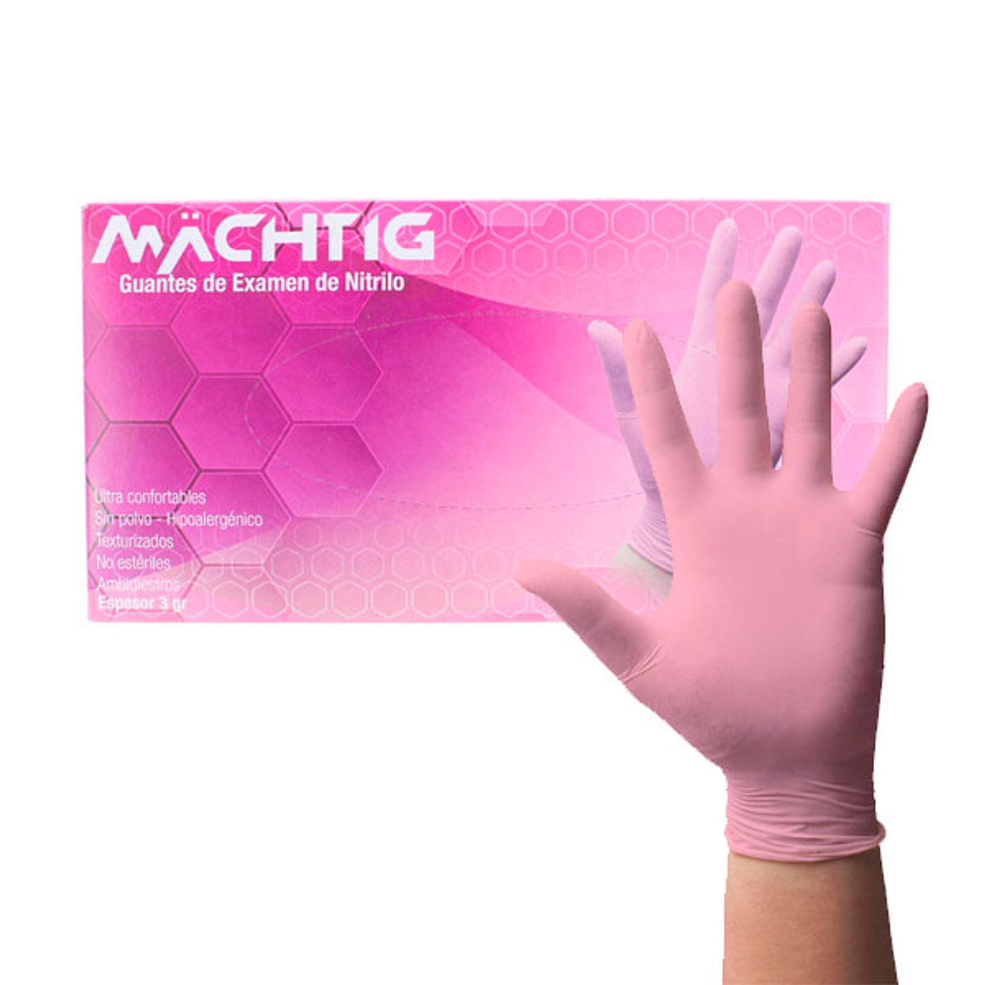 Guantes de Nitrilo Rosados - TALLA M 1